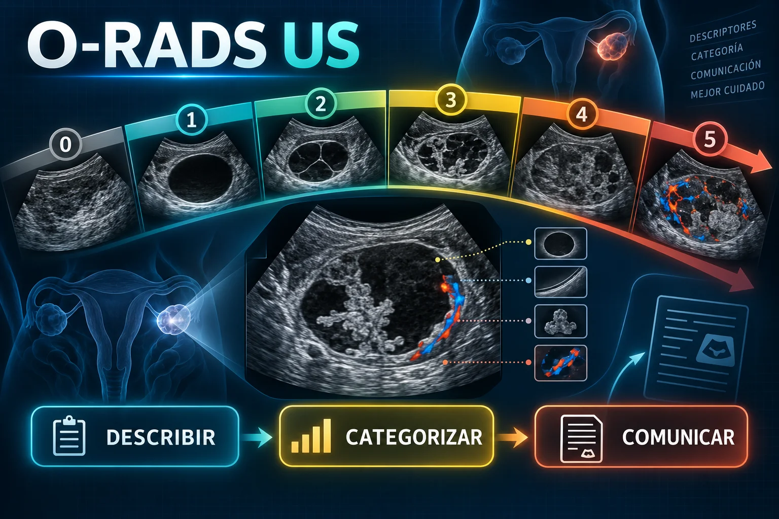 Escala visual O-RADS US para describir, categorizar y comunicar hallazgos