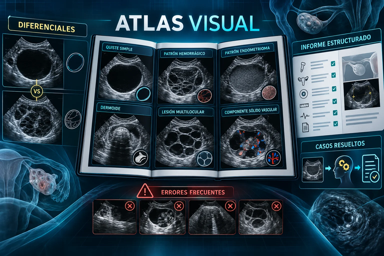 Atlas visual con diferenciales, patrones ecográficos, informe estructurado y casos resueltos